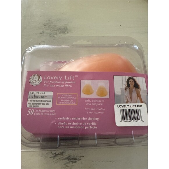 Supportables Lovely Lift Silicone Adhesive Bra Backless, Strapless, Beige, C/D - Picture 4 of 5